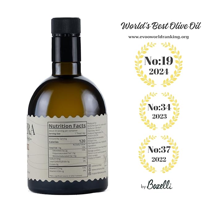 Solivera Koroneiki Extra Virgin Olive Oil Cold Pressed 400+ High Polyphenols Bold &amp Herbaceous Single-Origin Hand Picked Organic Olive Oil Healthy Gourmet Oil – 16.8 fl. oz. (Koroneiki)
