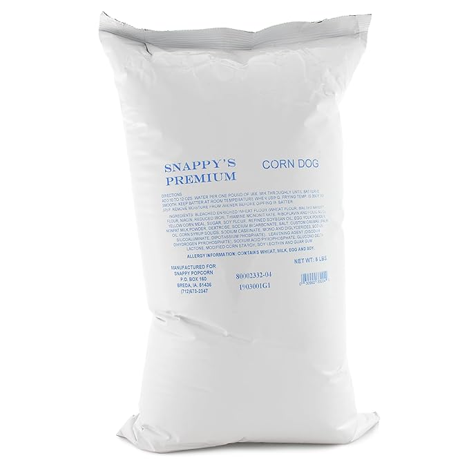 Snappy Premium Corn Dog Mix 5 lb Bags (6 Pack) Authentic Batter for Golden Corn Dogs