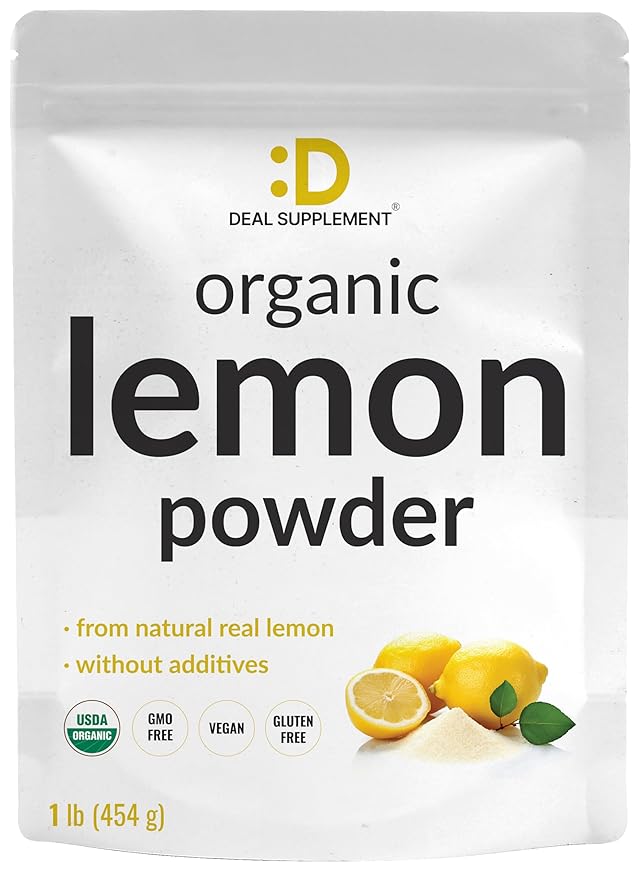 Organic Lemon Powder 1lb – Real Freeze-Dried Source – Rich in Essential Vitamin C – Natural Immune Support – Raw Lemon Juice Flavor &amp Aroma – Non-GMO Filler Free No Sugar