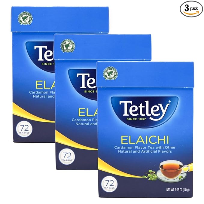 Tetley Tea Elaichi (Cardamom) 72-Count Tea Bags (Pack of 3)