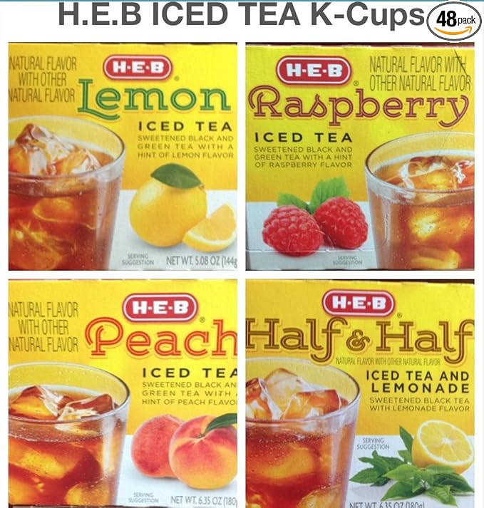 H.E.B Variety Iced Tea (Half and Half Iced Tea &amp Lemonade Raspberry Iced Tea Lemon Iced Tea Peach Iced Tea) 48 counts