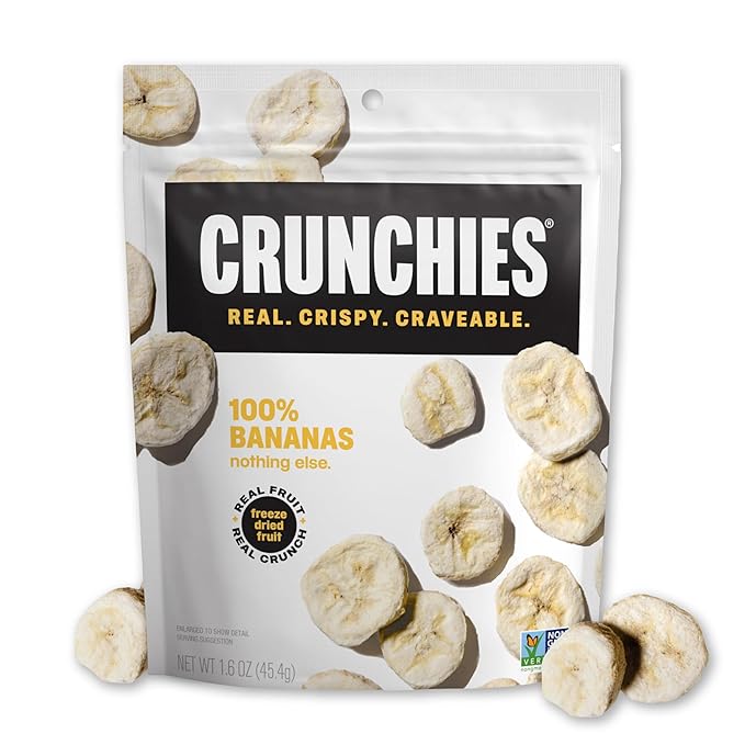 Crunchies Freeze-Dried Fruits 100% All Natural Crispy Fruit Non GMO and Kosher Resealable Freeze Dried Fruit Snack Packs Pack of 6 (Banana)