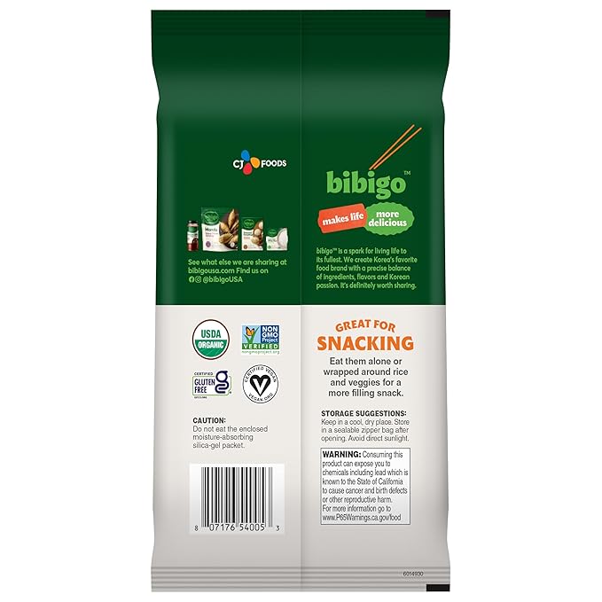 Bibigo ORGANIC SEAWEED SNACK SESAME 0.35OZx12 (Pack of 2)