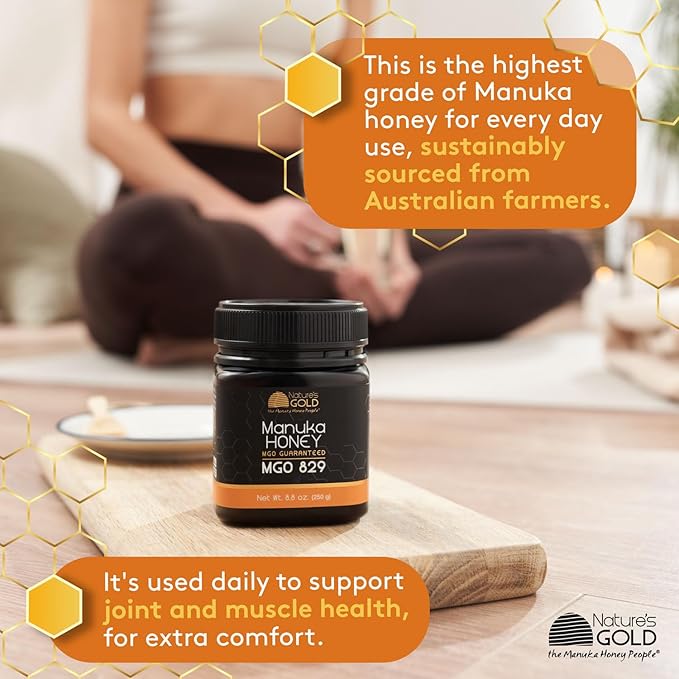 Nature’s Gold Raw Manuka Honey MGO 829+ | Authentic MGO Australian Honey Non-GMO 100% Pure Genuine Traceable from Hive to Home