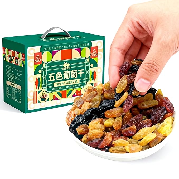 Five Color Raisins Mix - Seedless Individually Wrapped Dried Fruit Snack No Wash Needed Ready To Eat Or Bake Bulk Pack