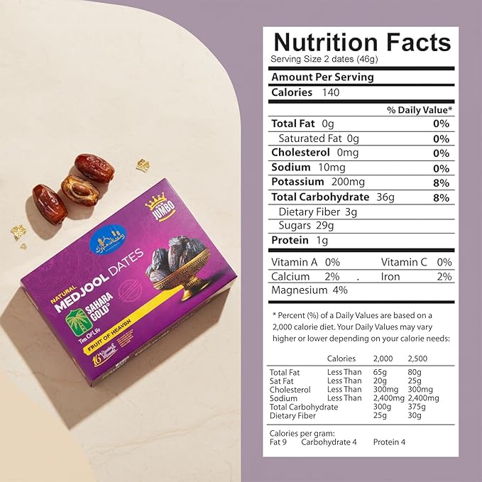Sahara Gold Medjool Dates - Whole Sticky Gluten-Free Natural Sweet Non-Pitted Dates Medjool - Soft Plump High Fiber Fruit Perfect For Ramadan Snacking Jumbo Pack 11 Lb (5 kg)