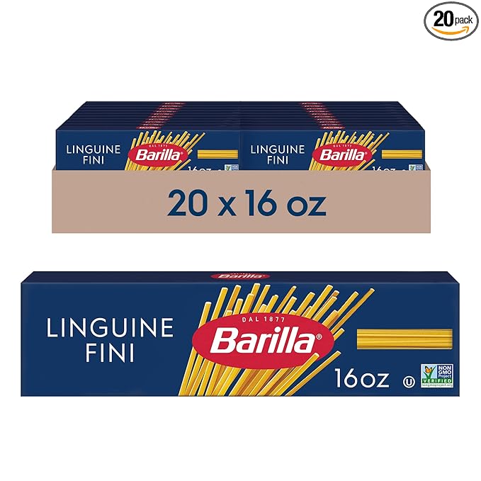 Barilla Linguine Fini Pasta 16 oz. Box (Pack of 20) - Non-GMO Food Groceries Pantry Staples Made with Durum Wheat Semolina - Kosher Certified