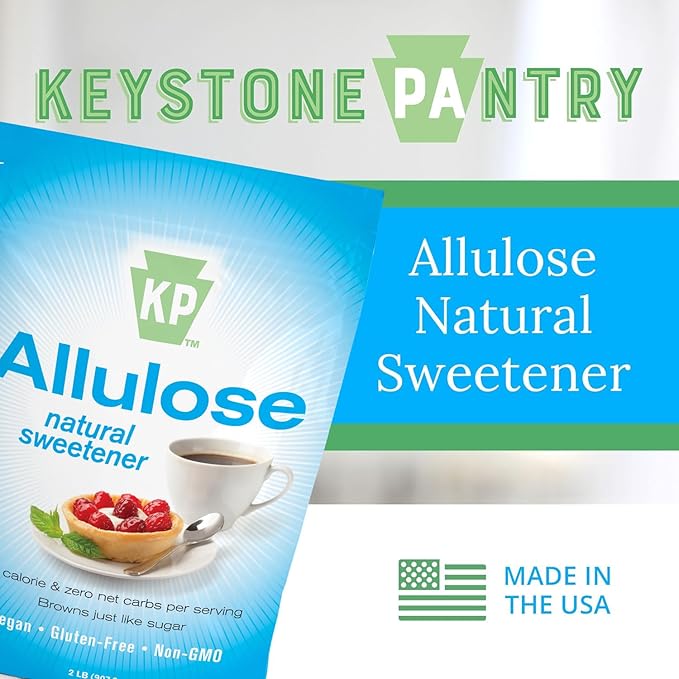 Keystone Pantry - Allulose Sweetener Low Calorie and Low Carb Sugar Substitutes Natural Allulose Sugar Substitute Gluten Soy and Sugar Alcohol-Free 2 Lbs. (packaging may vary)