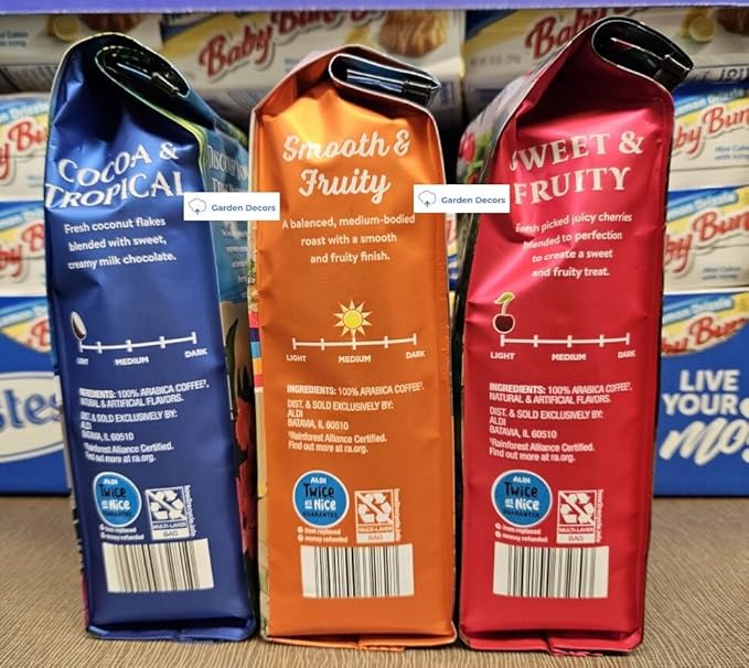 Barissimo Coffee Naturally &amp Artificially Flavored Chocolate Coconut Summer Blend Cherry 12oz 340g (Three Bags)