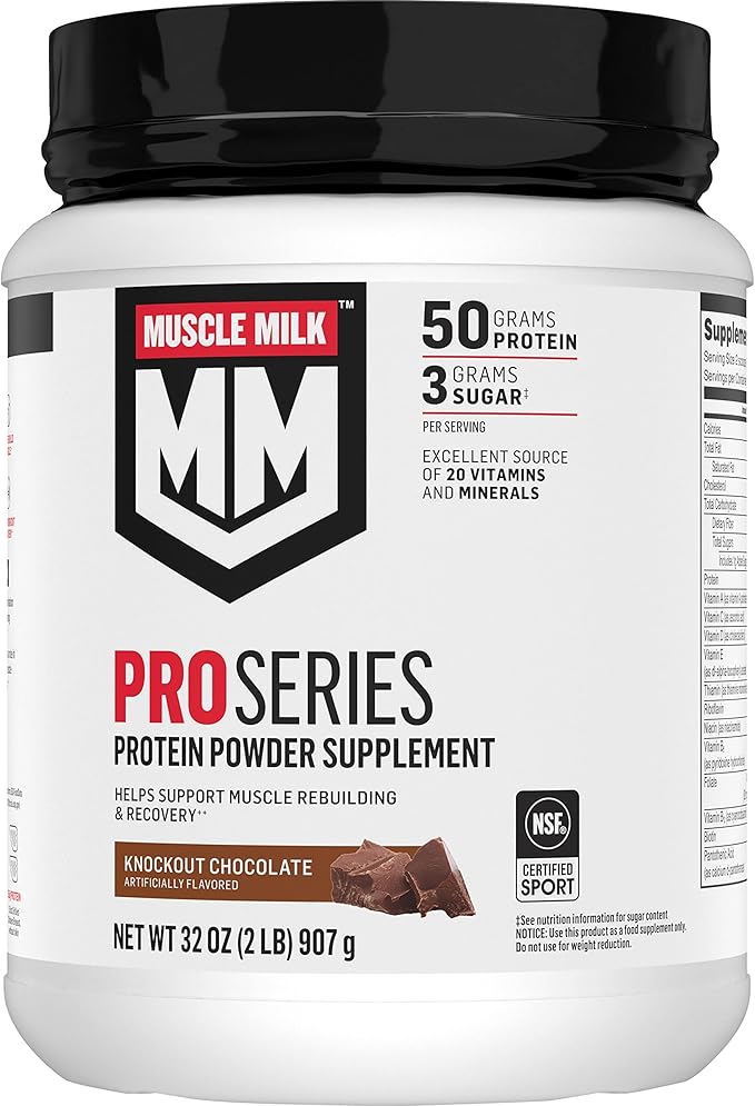 Muscle Milk Pro Series Protein Powder Supplement Intense Vanilla 5 Pound 28 Servings &amp Pro Series Protein Powder SupplementKnockout Chocolate2 Pound11 Servings50g Protein