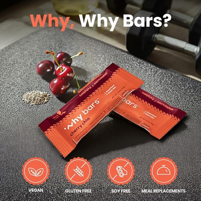 Superfood Protein Bars 2.04 Ounce Bars - Protein Bar Superfood Gluten Free Non GMO Organic Vegan Simple Ingredients (Cherry Chia)