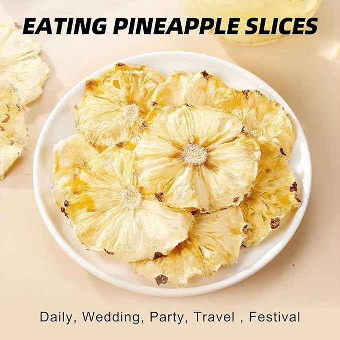 Dried Pineapple Slices 1lb /1pound 16oz Dehydrated Cocktail Garnish Decor &amp Edible Pine-apple Fllower No Sugar Added Dry Pineapples for Drink / Baking / Tea Dried Fruit Snack  Family  Bar  Busi