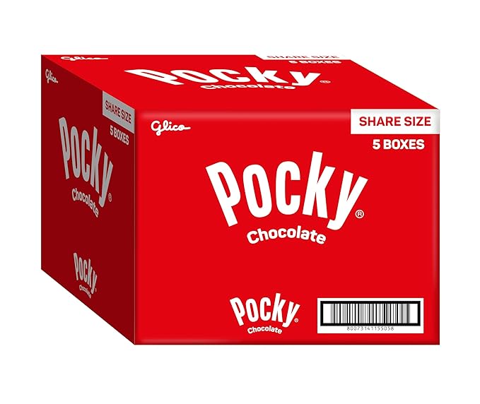 Pocky Chocolate Biscuit Sticks Share Pack – 5 Box Bundle – Japanese Snack with Rich Chocolate Coating – Shareable On-the-Go Treat