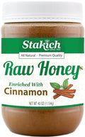 Stakich Cinnamon Enriched Raw Honey - Pure Unprocessed Unheated - 40 Ounce