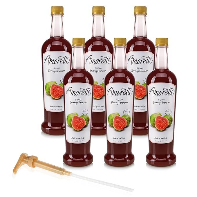 Amoretti - Guava Beverage Infusion - Drink Mix &amp Water Enhancer with Pump for Flavoring Cocktails Waters Teas and other Beverages Preservative Free