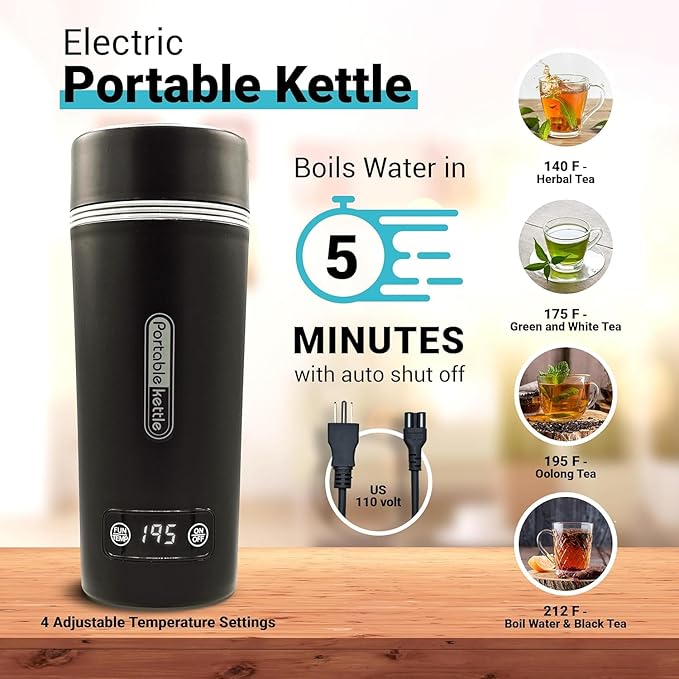 Tea Gift Set with Kettle – 26 -Piece Sampler for Women &amp Men Insulated Mug Assorted Organic Hrny &amp Sons Teas Pure Honey &amp Accessories (Teal+Kettle - Hrny)