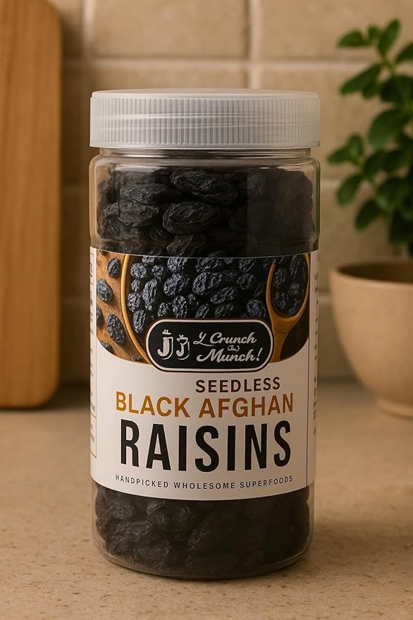 J J Crunch N Munch Afghan seedless black Raisins black seedless raisins (200 gram)