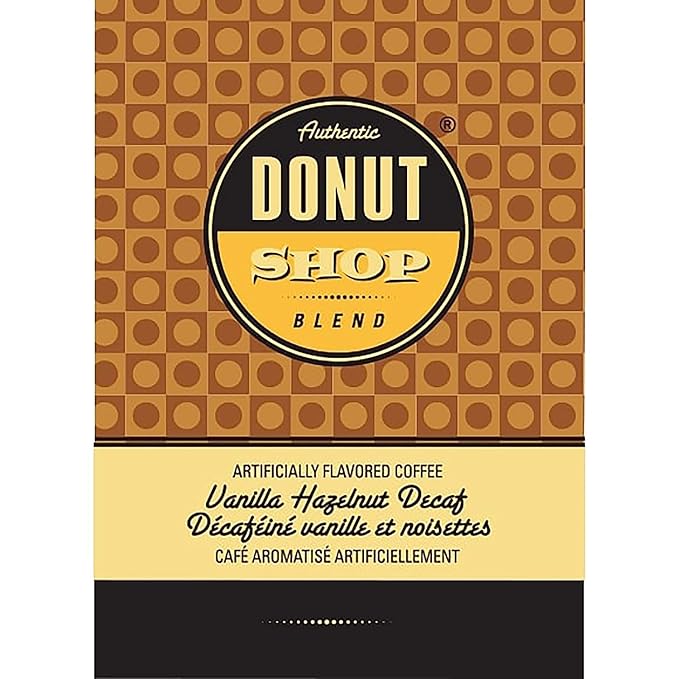 Authentic Donut Shop Blend Medium Roast Coffee Pods Decaf Vanilla Hazelnut Single Serve Cups for Keurig K Cup Brewers 24 Count per Box 2 Boxes