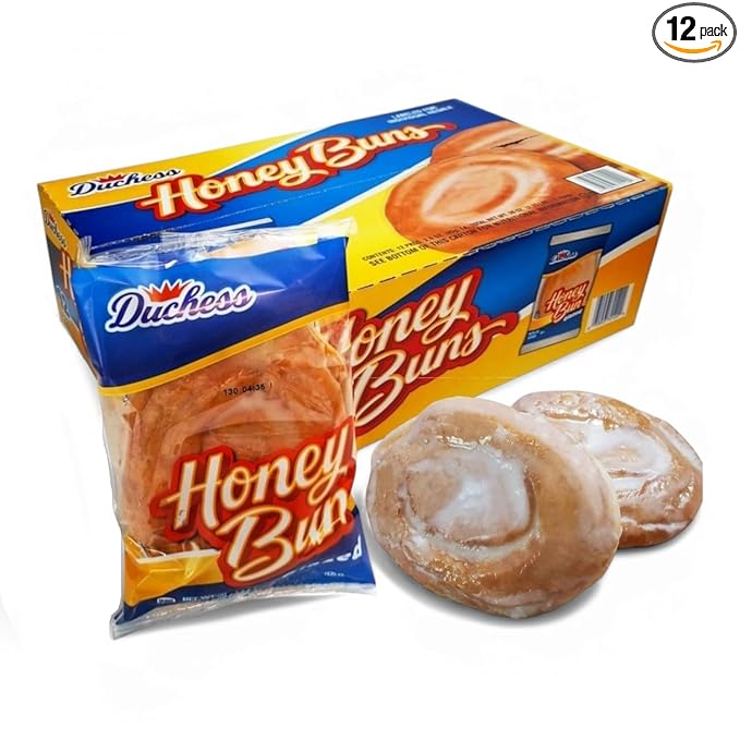 Honey Buns – 3oz Individually Wrapped Pastries (12 Count Box) | Sweet Glazed Snack Cakes | Soft Moist &amp Delicious Breakfast Treats or On-the-Go Snack.