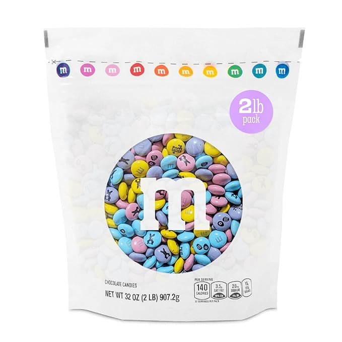 M&ampM’S WORLD Easter Chocolate Candies - 2lb Resealable Pack of Milk Chocolate Candy Bulk Great for Easter Candy Egg Hunts and More