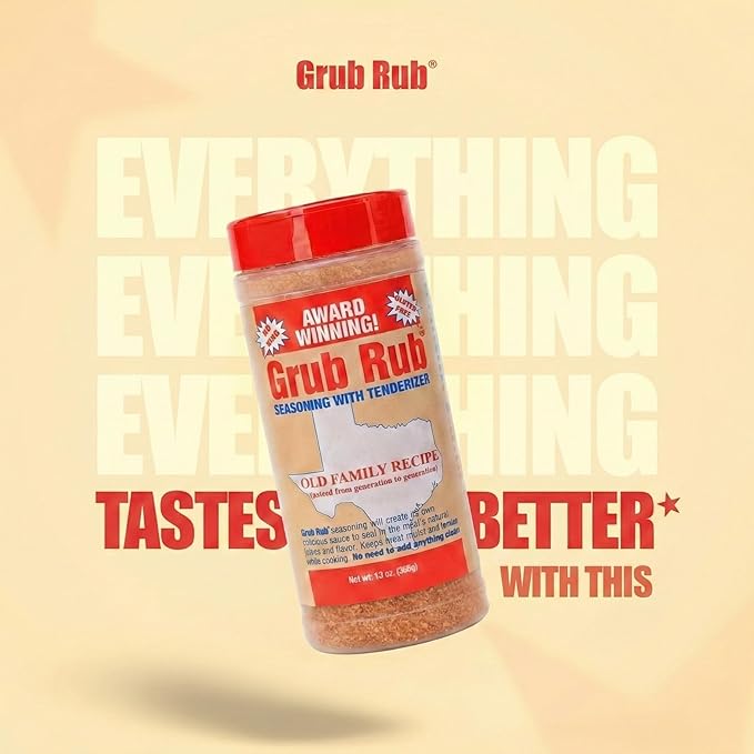 GRUB RUB BBQ Seasonings and Rubs Bold Flavor for any cut Steak Seasoning BBQ Blend Tenderizes Naturally Seasonings and Spices for Cooking enhances Texture and Taste - 2 Pack | 13 oz each