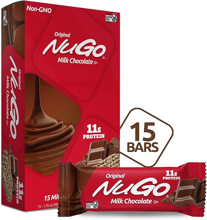 NuGo Protein Bar Chocolate &amp Vanilla Yogurt 11g Protein 170 Calories Gluten Free 15 Count