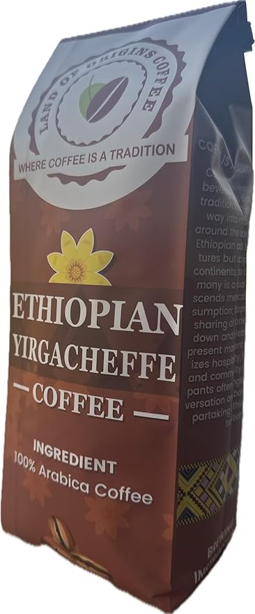 ETHIOPIAN YIRGACHEFFE Whole Beans coffee medium roast single origin100% Arabica natural process specialty Ethiopian coffee 16oz (1 pound)