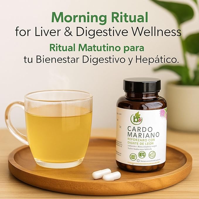 Liver Support Combo – Milk Thistle Capsules + Herbal Detox Tea (Cardo Mariano Turmeric Dandelion Boldo &amp Cuachalalate) – Natural Liver &amp Antioxidant Support – 100% Vegan Non-GMO – by Bexpe