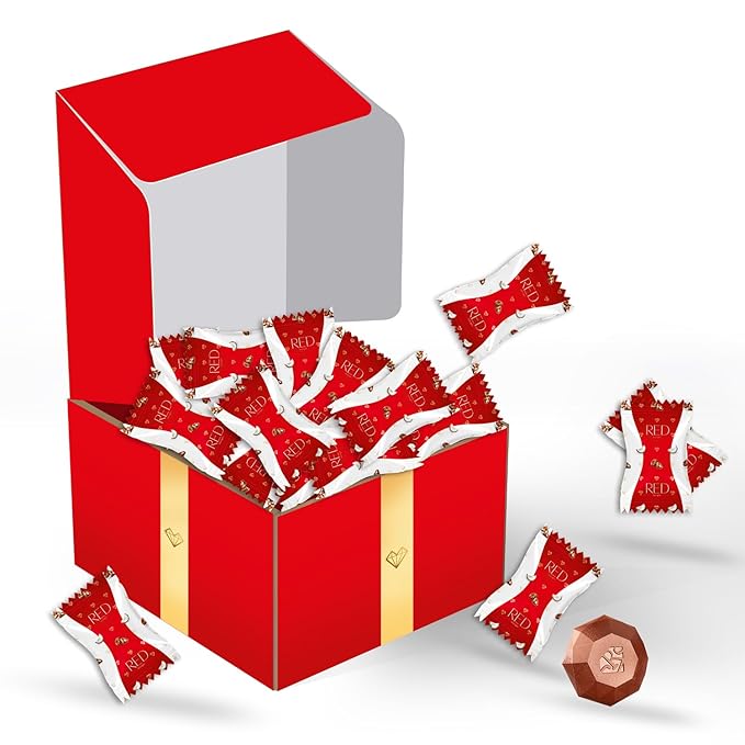 RED Delight®™ 100 Piece Chocolate Gift Box (100 Piece Gift Box w/Truffles + 14 Plush Bear Milk Chocolate w/Coconut Filling)