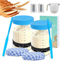 34oz Sourdough Starter Jar KitWide Mouth Sourdough Starter Container with Feeding Tracking Band Silicone Spatula&ampSourdough Starter Kit-Baking Supplies(2 pack). (Blue)
