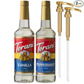 Torani Syrups Peppermint and Vanilla Syrup Variety 2-Pack Coffee Syrups for Drinks Pumps Included 25.4 Fl Oz Ea