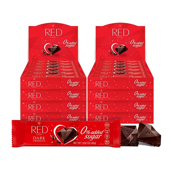 RED Delight®™ Dark Chocolate 12 Count Box of Grab N Go Travel Size Bars (0.92 Ounces Each) (8 Boxes - Total of 96 Bars)