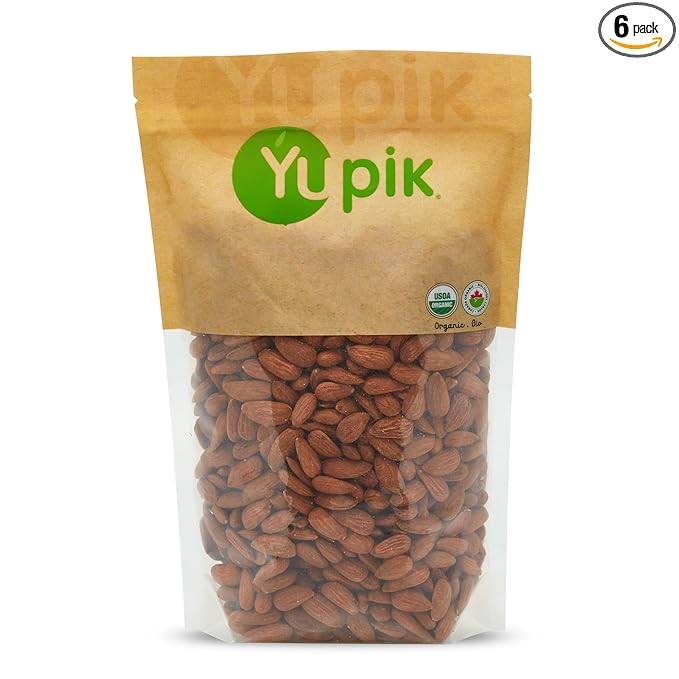 Yupik Nuts Organic Raw European Almonds 2.2 lb Non-GMO Vegan Gluten-Free (Pack of 6)