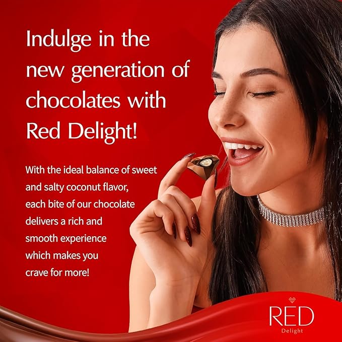 RED Delight®™ Milk Chocolate Diamond Truffles - with Coconut Filling (6 Boxes (4.66 OZ EACH))