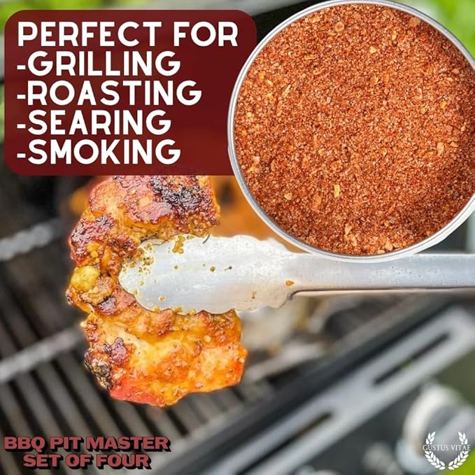 BBQ Pit Master Collection | 4 Gourmet Seasonings &amp Spice Rubs | All Natural Mon GMO | Hand Crafted in Small Batches | Made in USA | Sustainably Sourced Ultra Premium Spices | GLP-1 Friendly | Ma