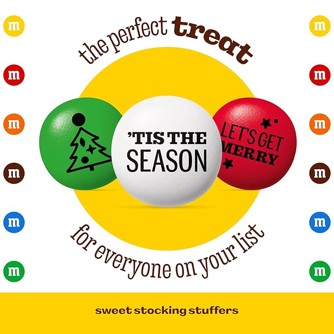 M&ampM’S WORLD Christmas Party Favors (30 Pack) Printed M&ampM’S With Festive Icons Christmas Candy for Party Treats Holiday Snacks Party Decor