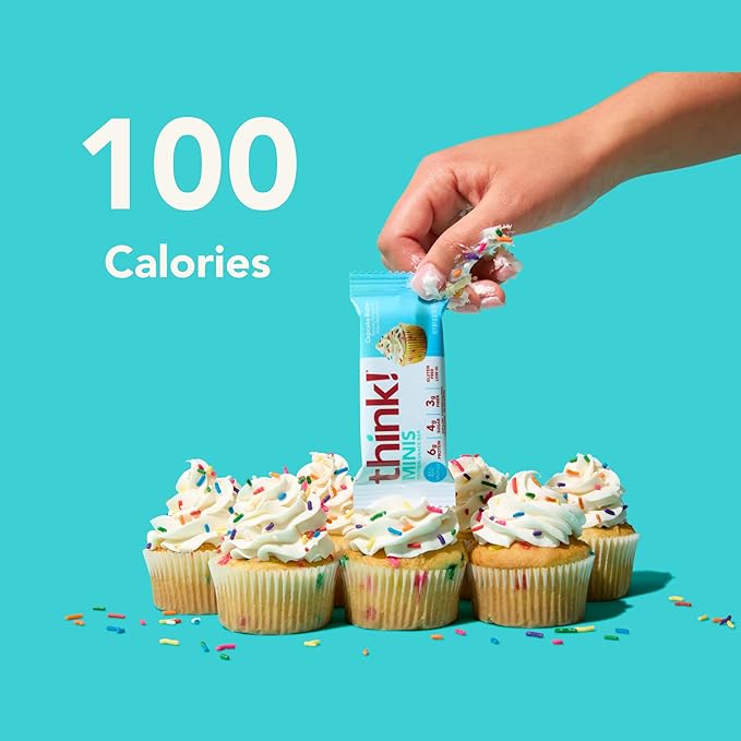 think! MINIS Protein Snack Bars Gluten Free Cupcake Batter 15 Count (Pack of 2)