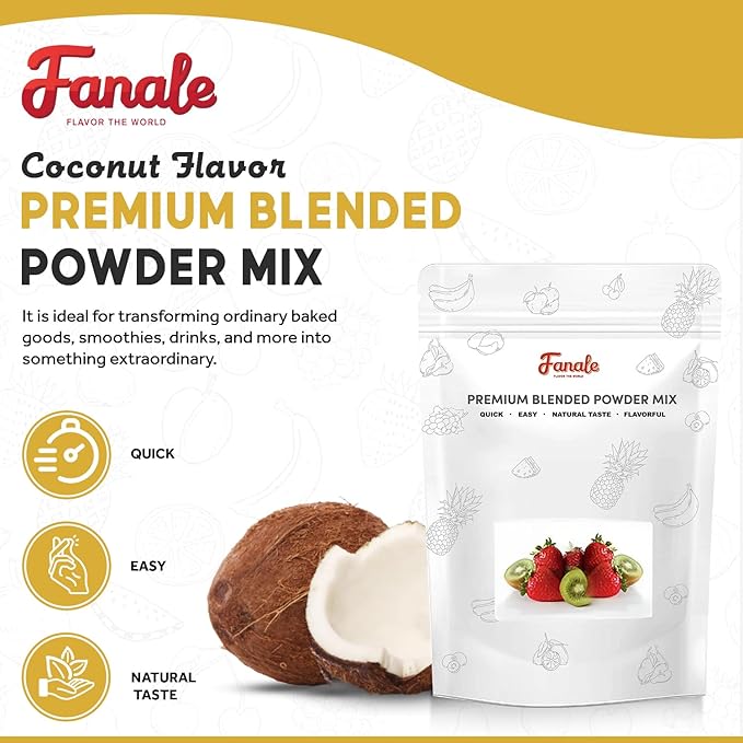 Fanale Premium Coconut Bubble Tea Flavoring Powder | Perfect for Baking Smoothies Desserts and Drinks | Instant Flavoring Powder for Boba Milk Tea - 2.2 Pounds (Pack of 20)