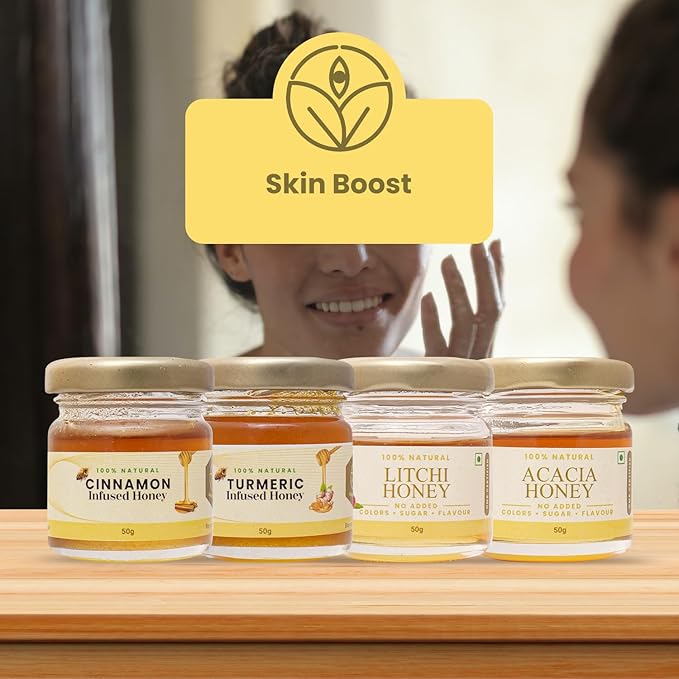 Shiva Organic Honey Tasters - For Skin Pack | 4 Flavors x 50g Each | Total 200g | Nourish Your Skin with Pure and Natural Honey