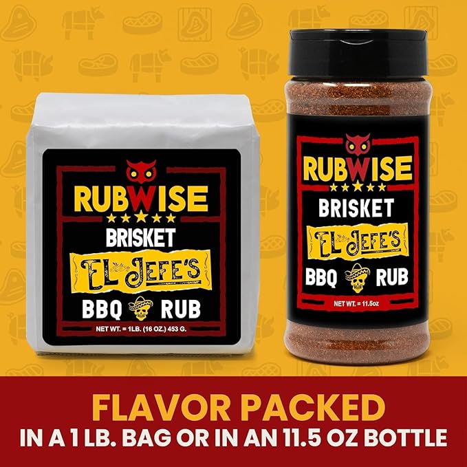 Texas Style Pork Rub &amp El Jefe Rub by Rubwise | BBQ Rub &amp Spices for Smoking &amp Grilling | Dry Rubs | Great on Beef Pork Brisket Steaks Ribs Burgers Chops Pork Butt Tenderloin NO MS