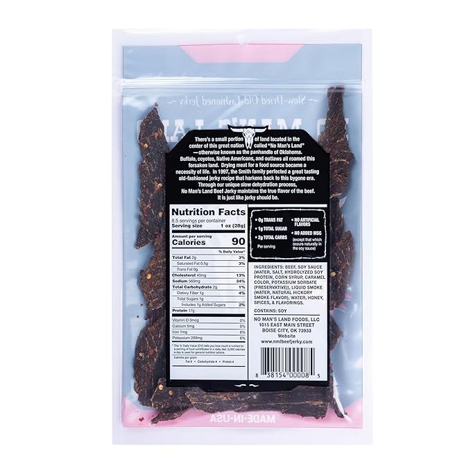 No Mans Land Beef Jerky | Authentic Beef Jerky | Slow-Dried | 17G Protein Per Serving - Mega Bundle - 6 Pack (6 Pack Hot)