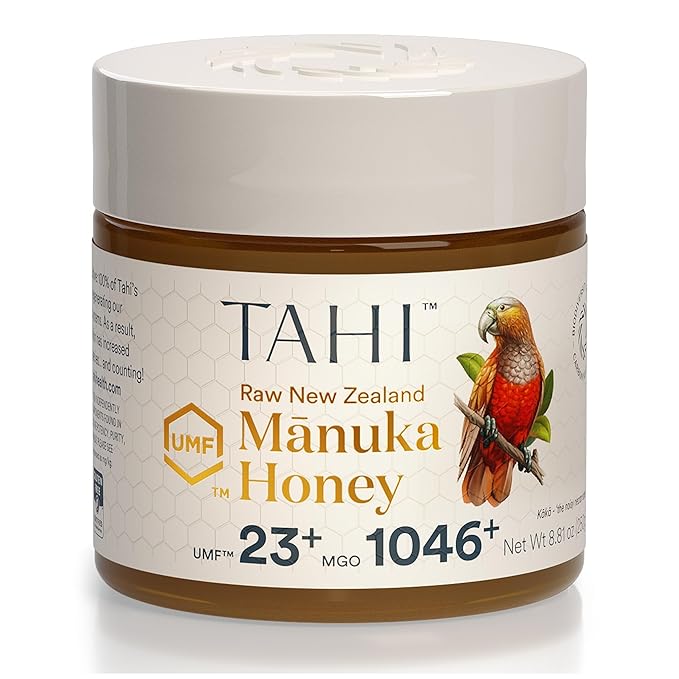 Tahi Raw Manuka Honey New Zealand UMF 23+ Certified (MGO 1046+) - 100% Sustainable Monofloral and Natural Honey - Non-GMO Glyphosate-Free and Gluten-Free - New Zealand Manuka Pure Honey - 8.81oz