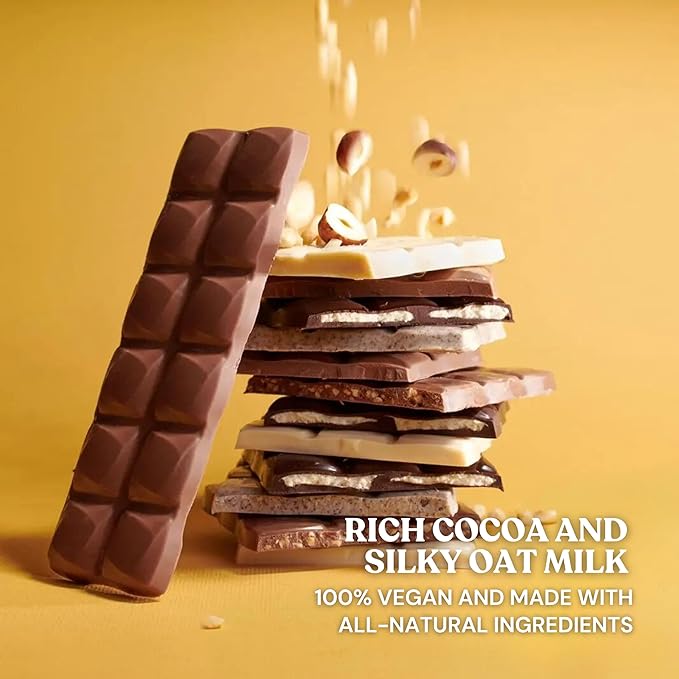 7th Heaven Vegan Oat Milk Chocolate Bars: Hazelnut Cream - (3.5 oz - 4 Pack) Healthy Chocolate Perfect Valentines Gift For Your Loved Ones 100% Dairy Free Non GMO Kosher Parve Cruelty Free Fai