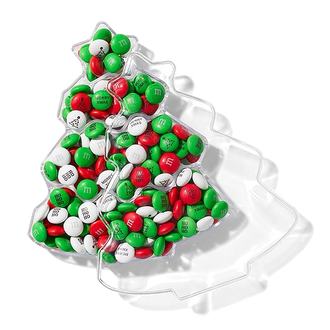 M&ampM’S Christmas Tree Gift Box Pre-Designed Colorful Christmas Candy Mix Perfect for Holiday Gift Exchanges
