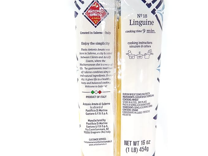 ANTONIO AMATO di Salerno - NO.18 Linguine - (Pack of 5 5lb total weight) - pasta di semola di grano duro - durum wheat semolina pasta macaroni product - Authentic Italain Pasta - PRODUCT OF ITALY - N