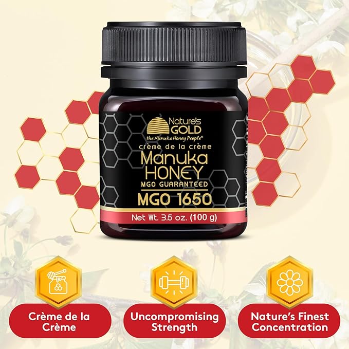 title can be updated to: Nature’s Gold Raw Manuka Honey Certified High MGO | Authentic MGO 100% Pure Genuine Traceable Hive to Home | MGO 1650+ Flavor | 3.5 Ounce (Pack of 1) Size
