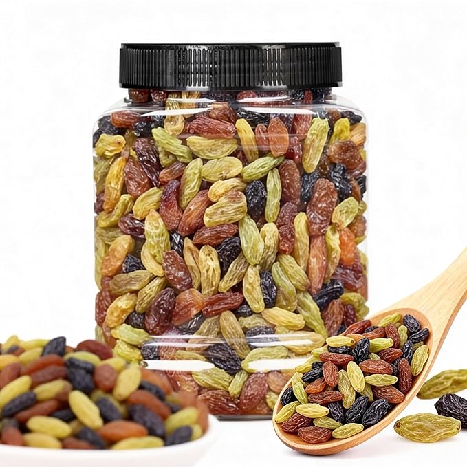 Tri-Color Large Raisins 500g Can - Ready To Eat Dried Fruit Snack No Wash Needed Soft &amp Sweet For Baking Oatmeal Yogurt