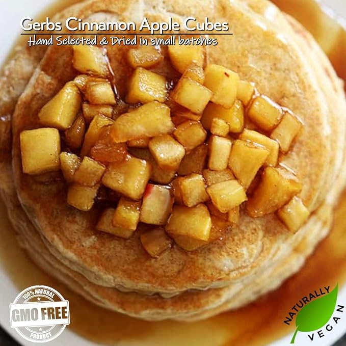 Gerbs Dried Cinnamon Sugar Apple Cubes 2 lbs. | Unsulfured No Artificial Additives Resealable Bag | Naturally Sweet &amp Spiced | Top 14 Allergen-Free