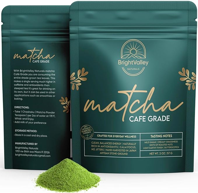 Café Grade Premium Matcha – 100% Japanese Matcha Powder Green Tea Powder for Coffee Blends Energy &amp Focus Smooth Flavor for Lattes &amp Daily Drinks Shade-Grown &amp Stone-Ground – 2 oz