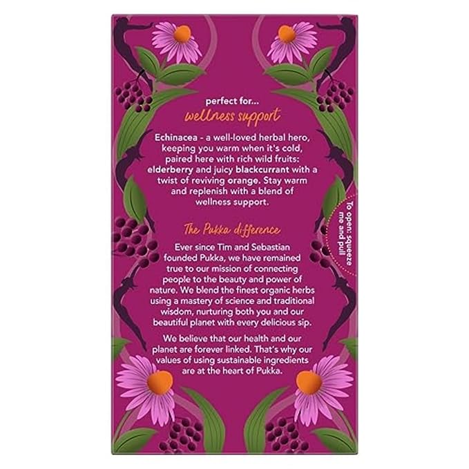 Pukka Elderberry &amp Echinacea Organic Herbal Tea Perfect for Wellness Support Caffeine Free 80 Total Tea Bags (20ct - Pack of 4)
